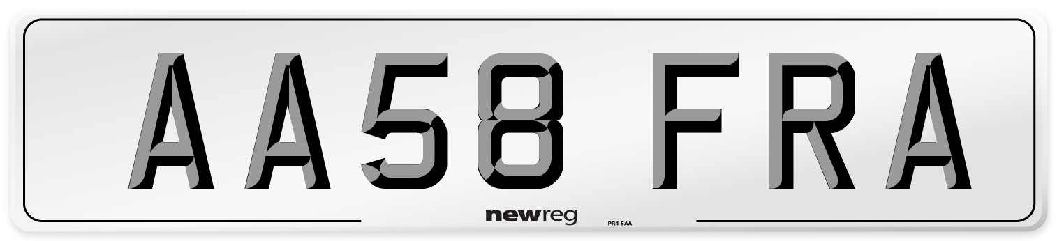 AA58 FRA Number Plate from New Reg